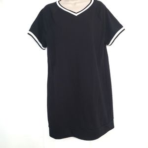 Flirtitude Active™️ Black V-Neck Sweatshirt Dress